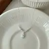 Collar de Plata de Ley S925 con Colgante Ovalado de Gota de Agua para Mujer, Diseño de Nicho Retro Japonés, Cadena de Clavícula de Alta Gama, Popular en Xiaohongshu