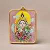 Pingente Thangka do Tibete Zakilam Quadrado Liga de Aço Titânio Dourado Várias Cores Padrões Dourados Podem Ser Escolhidos Direto da Fábrica