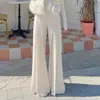 Tamanho Atualizado: Calça Casual de Cintura Alta com Design Plissado Minimalista de Nicho, Caimento Solto Reto Amplo Wide-Leg Comprimento Total para Mulheres