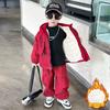 Traje para Niños Otoño e Invierno 2025 Nuevo Guapo Chaqueta de Terciopelo para Niños Ropa de Trabajo para Bebé Traje Deportivo
