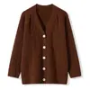 Nuevo cárdigan de cachemira con cuello en V para otoño e invierno para mujer 100% cachemira Diseño de nicho Chaqueta de punto trenzado Holgada y versátil