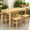 Mesa y Sillas de Comedor de Madera Maciza Restaurante Comercial Tienda de Comida Rápida Snacks Tienda de Fideos Comedor Rectangular Juego de Mesa y Sillas de Comida Rápida Mesa de Comedor