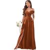 Vestidos de Noite Amazon Ombro a Ombro Vestidos de Dama de Honra para Casamento Longo Chiffon Sexy Babados Plissado Vestidos de Noite Formais