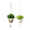 Bolsa de red tejida para maceta de jardinería transfronteriza, correa colgante de cuerda de algodón tejida a mano, cesta colgante de estilo pastoral para interiores y exteriores