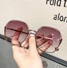 Llegada Nueva 2023 Gafas de Sol Sin Marco para Recortar Metal Medio Marco Polígono Marco Grande Gafas de Sol para Mujer Gafas para Transmisión en Vivo