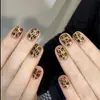 30 Piezas de Tiras para Uñas Pre-hechas, Usables y Hechas a Mano, Gama Alta, Versátiles, Manicura Estampado Leopardo Blanco, Parches para Uñas Postizas, Uñas Cortas