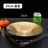Prato Aprofundado Estilo Coreano Prato de Jantar de Aço Inoxidável Prato Redondo Dourado para Frutas Prato para Espaguete Prato Doméstico Prato para Macarrão