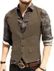 Chaleco para Hombre Venta Caliente Transfronteriza Chaleco Casual Novio Padrinos Chaleco Ajustado de un Solo Botón Fabricante Venta al por Mayor en Stock