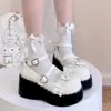 Verão 2025 Novos Sapatos de Couro Estilo Lolita com Solado Grosso Punk Uniforme Japonês de Estudante Mocassins Mary Jane