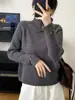 Suéter de punto de cuello alto abotonado, estilo coreano, sencillo, para el trabajo, otoño e invierno, para mujer, corte holgado, modelo nuevo