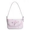 Bolso de Hombro Nuevo de Primavera 2026 Rosa con Lazo Bajo el Brazo, Aspecto de Alta Gama, Estampado de Nicho de Moda, Estilo Dulce Japonés