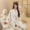 Pijama Novo Derong Outono e Inverno para Mulheres Cardigan de Lapela Cartoon Conjunto de Roupas para Casa de Manga Longa Transmissão ao Vivo Douyin Xiaohongshu