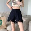 Estilo coreano Jeans Feminino Primavera e Verão 2023 Nova Chegada Preto Fringe All-match Wide-leg Calças Loose Slim-fit Short Trendy Calças