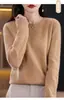 Suéter de Lana 100% para Mujer de Primera Línea, Suéter de Punto de Lana Pura, Cuello Redondo, Suéter Pulóver Versátil, Camiseta Base Holgada