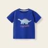 T-Shirt Top dos Meninos Manga Curta Verão 2024 Roupa Infantil Moda Infantil Cool Crewneck Respirável Puro Algodão Estampou Pullover Casual