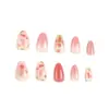 Arte de Uñas Primaveral con Diseño de Flor Ruborizada, Nuevo Estilo de Lujo, Puntas de Uñas Cortas Versátiles Ins de Nicho