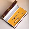 Pluma estilográfica de caoba, ébano, palisandro, pluma de artesanía de diseño simple y liso, bolígrafo de gel, regalo para estudiante, caja de regalo pequeña