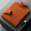 Suéter Jacquard de Industria Pesada Nuevo Otoño e Invierno para Hombre Cuello Alto Engrosado Color Sólido Suéter Casual Versátil Camisa Base