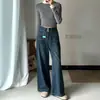 Jeans de mujer retro de cintura alta, nuevo estilo primavera y otoño, pantalones holgados de pierna ancha, talla grande, pantalones ajustados rectos adelgazantes