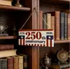 Letrero de Madera del Día de la Independencia - 250 Aniversario de los Estados Unidos - Decoración Colgante para Hogar, Puerta, Ventana, Patio