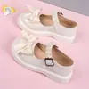 Zapatos de Cuero para Niñas Zapatos de Princesa 2025 Nuevo Otoño Suela Blanda Moño Negro Niñas Pequeñas Bebé Niños Zapatos de Actuación