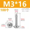 M1.7M2M2.6M3M4M5 Acero Inoxidable 304 Pwa Tornillos Autorroscantes de Cabeza Redonda con Arandela y Espaciador Tornillos para Madera