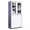 Estantería de acero con veta de madera, vitrina modular con puerta de cristal para el hogar, estudio u oficina, adecuada para almacenar documentos