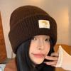 Chapéu de malha feminino outono e inverno estilo coreano casual all-match xadrez lã chapéu mostra rosto pequeno quente protetores de ouvido frio chapéu moderno