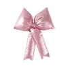 Serie miu accesorios de cuero plateado brillante lazo corazón floristería decoración de ramo llavero materiales DIY al por mayor