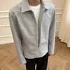 Sudadera de Otoño para Hombre Estilo Old Money, Corte Holgado, Media Cremallera, Cuello de Solapa, Chaqueta Casual con un Toque de Lujo, Top Gris