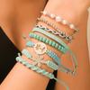 Pulsera Europea y Americana Popular Transfronteriza de Verano para la Playa Acero Inoxidable Colorida Árbol de Coco Tortuga Arcilla Suave Trenzada Juego de Pulseras