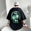 T-shirt de manga curta para trás Rosa Padrão Verão Masculino Ins Estilo Americano Marca de Moda Retrô Cinco mangas hiphop Hong Kong Estilo T-shirt