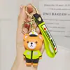 Celebridade da Internet Desenho Animado Uniforme de Polícia Urso Chaveiro Pingente Polícia de Trânsito Bombeiro Boneca Pingente de Sacola de Presente Coisa Fofa