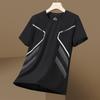Camiseta de manga corta de seda helada de verano para hombre, de secado rápido, transpirable, fina, holgada, elástica, con cuello redondo.