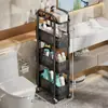 Estante de Almacenamiento para Huecos de Baño Organizador de Productos para Tocador Estante Móvil para Detergente de Lavandería Estante en Capas de Borde Estrecho para Baño