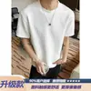 Estilo Old Money Camiseta Lisa Manga Curta Verão Fina Gola Redonda Roupa de Baixo Masculina Corte Americano Manga Três Quartos Textura