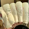 "Milky Candy Meow" Color Crema para Niñas de Cintura Media Algodón Puro Entrepierna Antibacteriano Calzones de Estudiante, Estilo Japonés, Suaves, Lindos y Transpirables