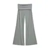 Pantalones Acampanados Casuales Cortos Estilo Chica Picante para Mujer 2026 Verano Nuevos Color Sólido Cintura Alta Adelgazantes Bodycon Yoga Ropa Deportiva