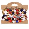 Pulseira de estilo de férias transfronteiriça europeia e americana, contas de arroz, pulseira elástica com contas, joias femininas, bandeira do amor, acessórios Yiwu