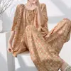 Pijama de Algodão e Seda de Manga Curta Estilo Novo 2026 para Mulheres, Conjunto de Roupa de Casa Tamanho Grande para Primavera e Verão, Estilo Chinês, Pode Ser Usado Fora, Tamanho Plus