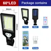 Luz de Calle Solar Montada en Pared Exterior Luz de Jardín Impermeable Sensor de Movimiento Humano Control Remoto Iluminación Rural Luz Led