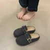 Pantuflas de Algodón con Forro de Borrego Lana Retro Baotou para Usar Afuera Zapatos Birkenstock de Ponerse Fáciles Suela Gruesa para Mujer Otoño e Invierno 2025