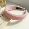 Diadema Nueva de Chifón Color Caramelo de Primavera con Textura de Encaje, Tela Plegada, Accesorio de Esponja de Corona Alta para el Cabello