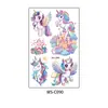 Tatuaje de Unicornio con Purpurina Nueva Serie Morada de Dibujos Animados Lindo y Soñador Pequeño Pony Tatuaje Temporal Desechable