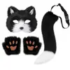 Máscara de Pelúcia de Gato e Raposa Simulada de Halloween Transfronteiriça Conjunto de Garra e Cauda de Fera Fantasia de Festa Cosplay