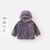 Jaqueta de fleece para bebê com capuz, macia e grossa, para meninos e meninas, casaco de outono e inverno, forrada com fleece, peça superior quente