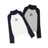 Camisa Básica de Manga Longa Estrela de Cinco Pontas Gola Alta Slim Fit Cor Combinando Meninas Outono 2024 Novo Top ins