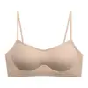 Ropa interior especial de escote bajo para mujer, engrosada para bustos pequeños, efecto realzador y agrandador, tirantes finos, sujetador sin costuras de media copa con escote cuadrado