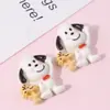 Serie de dibujos animados de perro blanco alegre y lindo con cara brillante, accesorios de resina para hacer tú mismo, pegamento en crema, funda para teléfono móvil, horquilla, pegatina para taza de agua
