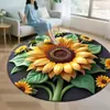 Alfombra Redonda de Girasol Nueva Transfronteriza Felpa de Cristal Felpudo Alfombra de Sala de Estar Dormitorio Alfombrilla de Cama Felpudo de Entrada